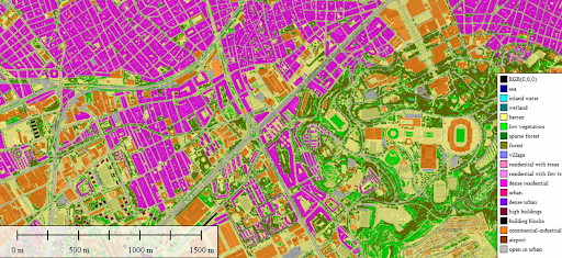 An RF Planner - Region map showing land use