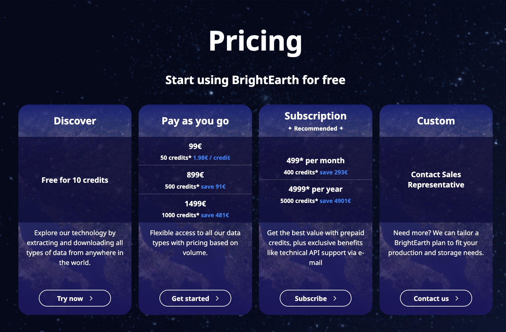 BrightEarth Pricing